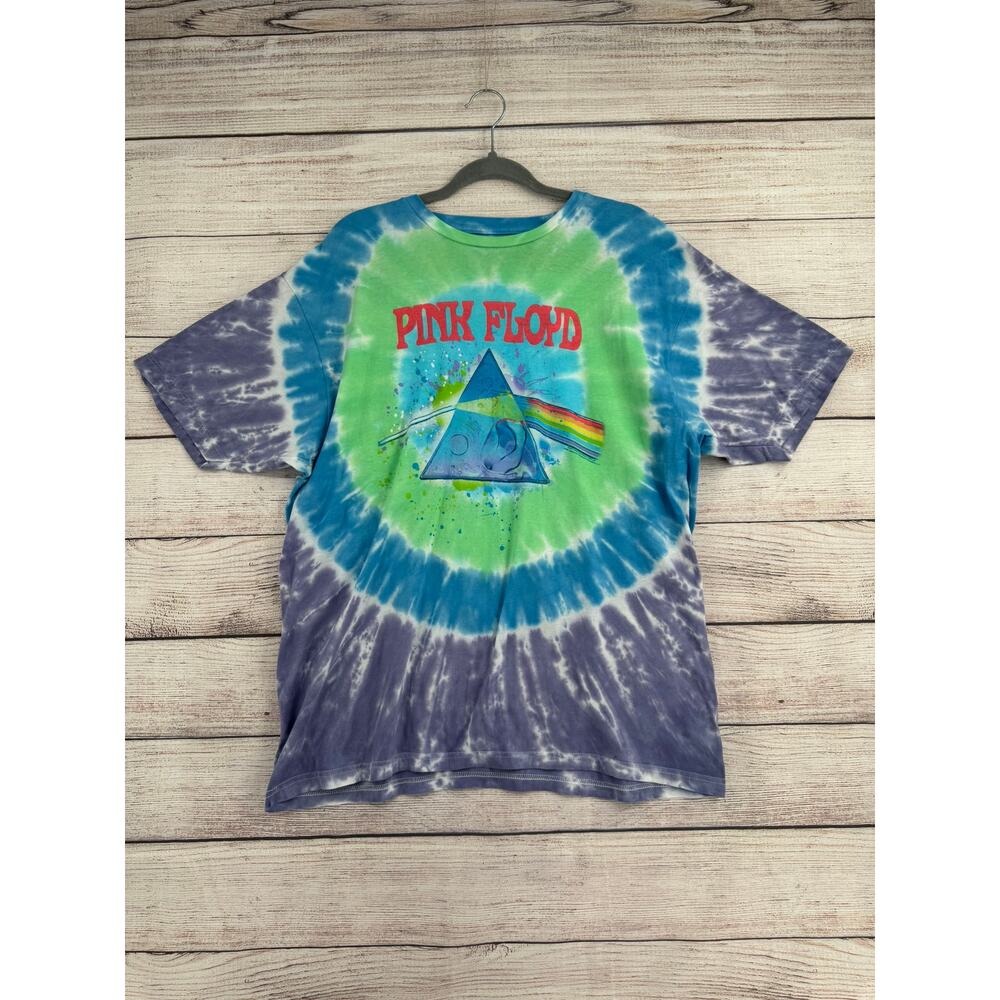 Liquid Blue Pink Floyd Dark Side Oil Paint Tie Dye T-Shirt Adult XL Green Blue